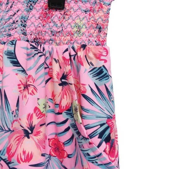 2X Floral Pink Floral Wide Waist Band Shorts - Picture 3 of 4